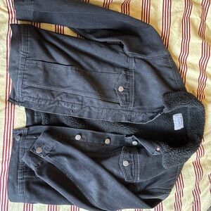 Black Sherpa Boyfriend Jacket